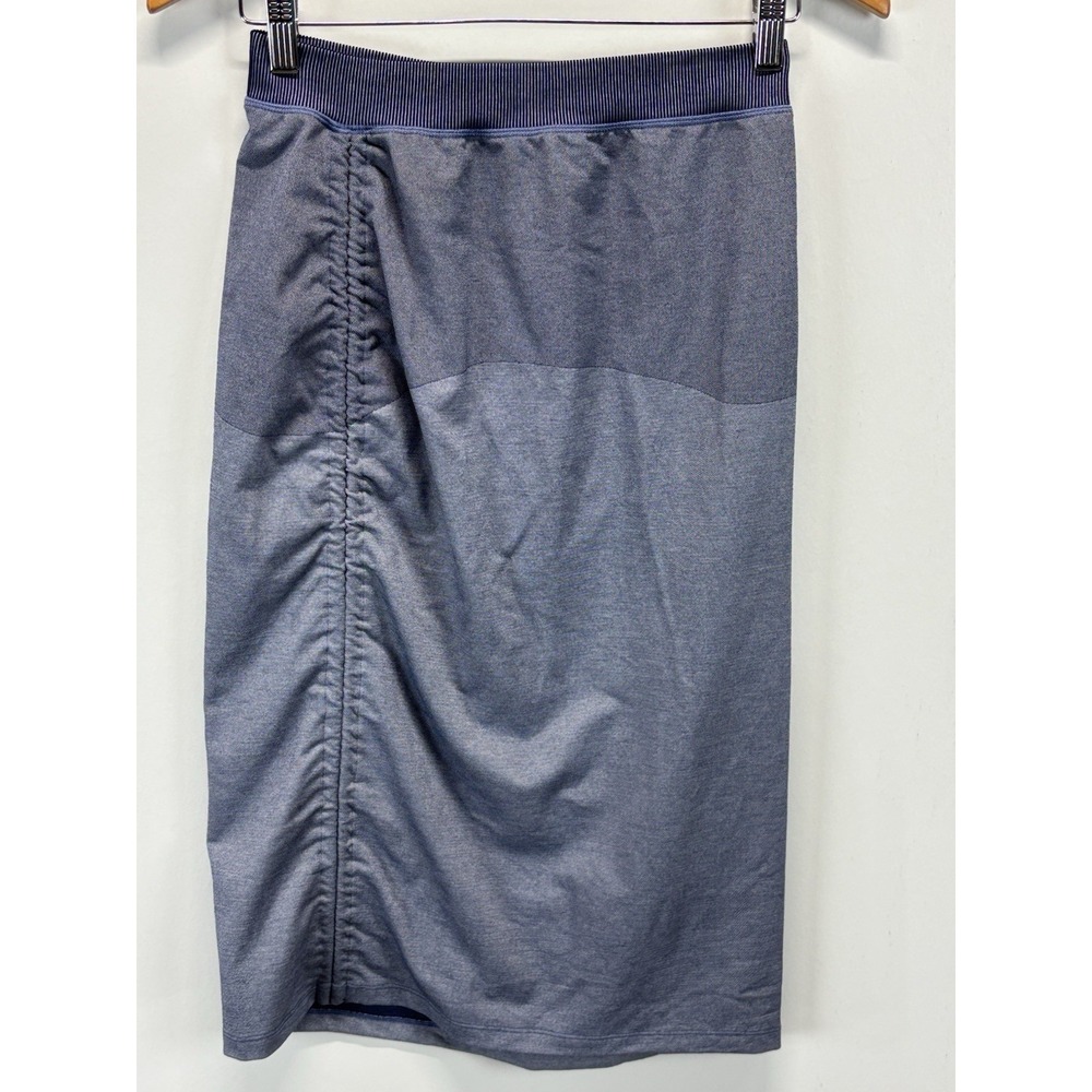 NEW! Fabletics Melody Ruched Panel Skirt Sz Medium Women's Stretch Blue Midi